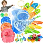 UNEEDE 37 Pcs Pool Toys Set, Reusable Water Balloons and Diving Toys for Kids, Magnetic Water Balloons Quick Fill and Underwater Summer Fun Toys Set, Water & Bath Toys, Outdoor & Beach Toys