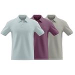 ALLES KLEIDER Polyester Mens Regular fit Polo T-Shirt | PaleTurquoise, Purple, Grey | L | Combo