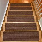 Stair Treads Collection Set of 15 Indoor Skid Slip Resistant Carpet Stair Tread Treads (8 inch x 30 inch) (Brown, Set of 15)