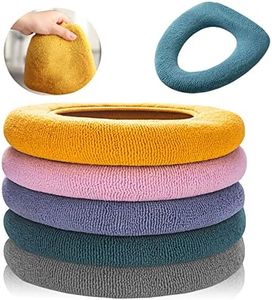 Legigo 5 Pack Thicker Bathroom Toilet Seat Cover Pads- Soft Warmer Toilet Seat Cushion Cover Stretchable Washable Fiber Cloth, Easy Installation Comfortable Toilet Lid Seat Cover(Knitted Style)