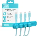 BLACK+DECKER 4 Pack Magnetic Cable Clips w/Metal Plate, Adhesive Wire Holder Keeper Organizer for Home Office Phone Car Wall Desktop Nightstand (Loch Ness)