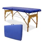 Mobiclinic®, Massage Table, CM-01 Basic, Massage Bed, Professional, Portable, Wooden, 2 Sections, European Brand, Adjustable, 70 x 23.5 in, Therapy Couch, Physiotherapy, Tattoo Bed, Blue