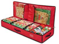 HEKCUIX Christmas Gift Wrapping Paper Storage Containers,40 inch Large Capacity Storage Containers for Gift Wrapping Paper,Ribbon and Packaging Bag.Durable 600D Oxford Polyester Fiber Material (RED)