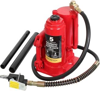 Torin 5 Ton (10,000 LBs) Pneumatic Air Bottle Jack with Manual Hand Pump, ATRQ05002B, Red