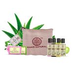 Khadi Natural Herbal Natural Travel Kit - All in one Travel kit Includes Shampoo, Conditioner, Body wash, Soap, Moisturiser (Set of 6 + Jute Bag)| 150g + 120ml