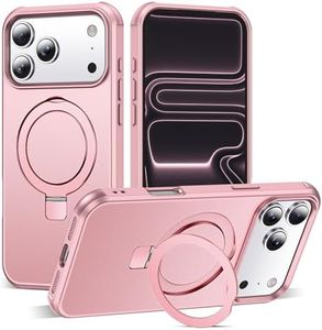SKYLMW Compatible with iPhone 17 Pro Max Case with Invisible Magnetic O-Ring Stand Military-Grade Phone Case for iPhone 17 ProMax 6.9" [Compatible with Mag-Safe][Great Grip Feeling], Rose Gold