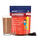 Gritzo SuperMilk Growth+ (Formerly Height+) (13+y Boys), 13g Protein Powder (Double Chocolate, 800g) | Zero Refined Sugar, 20 Vitamins & Minerals