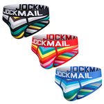 JACK CLAUDE 3-Pack Mens Briefs Underwear Cotton Mens Rainbow Stripe Underwear Briefs Comfortable Underpants(XL)