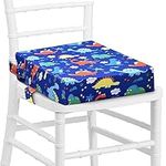 Booster Seat for Dining Table Portable Washable Chair Increasing Cushion Dismountable Adjustable Highchair Booster Travel Chair Seat Pad Heightening Mat for Kids (Blue Dinosaur)