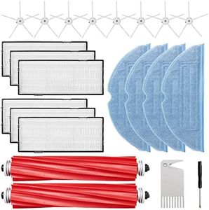 RONGJU 22 PACK Accessories Kit Compatible with Roborock S7 S7+ S7 MaxV S7 MaxV Plus Xiaomi Mi Mijia Robotic Vacuum Cleaner, 2 Main Brush, 8 Side Brushes, 6 Filters, 4 Mop Cloth, 2 Cleaning Tool, White