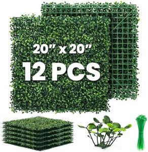 Ticanros Grass Wall Panel 12 Pack 20"x20" Artificial Boxwood Hedge Plant Wall, Greenery Walls, Artificial Grass Backdrop, Privacy Hedge Screen Faux Boxwood for Outdoor,Indoor,Garden,Fence,Backyard