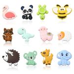 DanLingJewelry Mixed Styles Cute Animal Silicone Focal Beads Wildlife Animal Shaped Beads for DIY Bracelet Necklace Jewelry Making