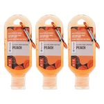 Palm Safe Peach 3 Pack 60ml Anti Bacterial Premium Hand Sanitiser Travel Size Refillable Clip Bottle Quick Drying Non Sticky Extra Moisturising Kills 99.9% of Viruses and Bacteria