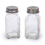 Luciano Housewares Set of 2, Clear, Kitchen Essential Classic Glass Salt and Pepper Shaker Set, 1.75 x 3.75 inches, 1.75" x 3.75