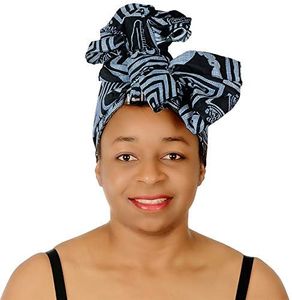 Ankara African Print Soft Headwraps Headband Long Hair Head Wrap Scarf Turban Tie Jersey Knit African head wraps (Ankara Bamileke Tribe Royalty - Navy Blue)
