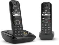 Gigaset AS690A Easy to Use Cordless DECT Home Digital Telephone with Answering Machine, Speakerphone, Nuisance Call Block - Black/Grey (Twin Pack)