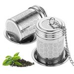 Amaxiu Tea Infuser for Loose Tea, 2PCS 304 Stainless Steel Tea Strainers for Loose Tea Extra Fine Mesh Tea Steeper for Brew Tea with Extended Chain Hook Tea Diffuser with Tea Basket and Lid