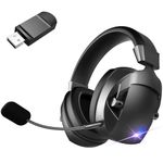 Docooler Gaming Headset, Tri-Mode Wired BT 2.4G Connection, Colorful LED Lights, Noise-Cancelling Microphone, Breathable Sponge, 50mm Driver, Lightweight Ergonomic Design, 36H Long Battery Life