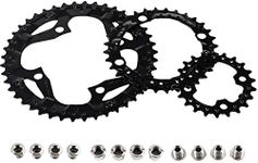 BUCKLOS 64/104 BCD Bike Chainring Set with Pin, Steel CNC Alloy Double/Triple MTB Chainring 22T 24T 26T 32T 38T 42T 44T 4 Bolts Mountain Bicycle Chainrings 8 9 10 Speed Compatible