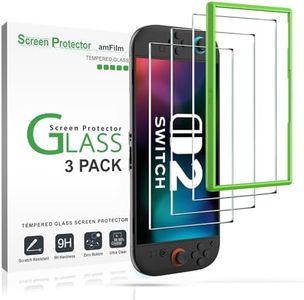 amFilm Tempered Glass Screen Protector Compatible with Nintendo Switch 2 7.9" 2025 Alignment Installation Frame Transparent HD Clear Case Accessories Anti-Scratch (3-Pack) (SWTCH2-7.9")
