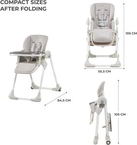 Kinderkraft Yummy Highchair – Adjustable Baby Seat, Gray