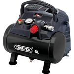 Draper 6L Oil-Free Air Compressor 116psi Max Pressure | 1.2kW 1.5hp 4000rpm Motor | 185l/min Max Capacity | Quick Euro Coupling Outlet | 1.7m Cable | Pressure Switch | Air Outlet Gauge | 02115