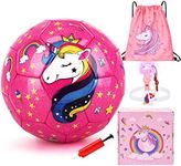 JYPS Size 3 Soccer Ball Girls, Glitter Unicorn Soccer Ball Gifts for Girls Kids Age 4-8 with Pump & Drawstring Bag, Unicorn Toys for Girls Age 3 4 5 6 7 8