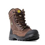 Tiger Face Safety Men's 8" Waterproof CSA STCP ESR Steel Toe Leather Work Boots 7888, Brown Size 10.5