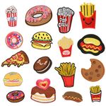 Kioiner 17 Pcs Iron on Patches, Assorted Food Embroidered Applique Patches Include Cookie Cake Bread Fries Cupcake Pizza Hamburger for Craft Clothing Jacket Backpack Jean Hats Canvas Shoes Bag T-Shirt DIY Craft