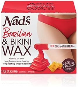 Nad's Brazilian & Bikini Wax Kit, Strip Free Hard Wax, Intimate Waxing Kit, Includes 3 Wooden Spatulas, 3 x Oil Wipes & Hot Wax 140g