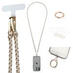 Casecond Crossbody Phone Lanyard Chain Shoulder Cell Phone Strap Phone Charm Neck Chain Phone Holder 3 Pad Patche Tether Universal for iPhone 15 Pro Max 14 13 12 11 Samsung S24 Flip 5 Google Moto Gold