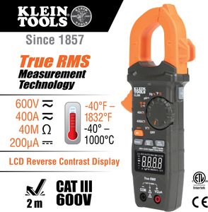 Klein Tools Digital Clamp Meter – Auto Ranging 400A TRMS AC/DC Voltage