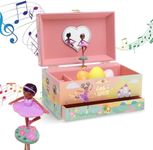 Jewelkeeper Jewelry Box for Girls - Black Ballerina Doll and Little Queen Design Music Box - Swan Lake Tune Musical Jewelry Box - Jewelry Organizer for Necklaces, Bracelets, and Earrings - 6x5x4-Inch