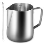 Anpro Milk Pitcher 304 Stainless Steel Milk Cup,Milk Pitcher 600 ml / 20 oz with Measurement Marks