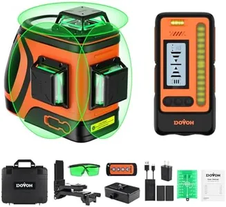 DOVOH Outdoor Laser Level with Receiver : Daylight High Visibility Laser Level 360 Self Leveling Up To 400ft Long Range 110mw High Power Green with Detector Outside Construction Landscaping, H3-360G