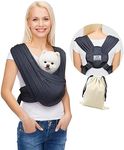 AnccoPlus Front Facing Dog Sling Carrier, Hands Free Cat Carrier, Size Adjustable, Reducing Back Pain, Premium Cotton, Safe and Soft (Regular, Charcoal Black)