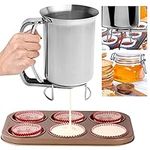 PERFETSELL Batter Separator 900ML Stainless Steel Pancake Batter Dispenser Waffles Cupcake Batter Dispenser Maker Manual Cooking Crepes Funnel Dispenser Kitchen Baking Tool for Muffin Cake (Silver)