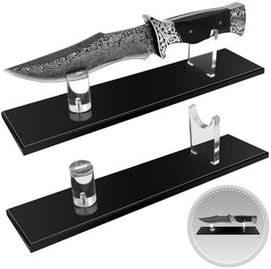 Biobasedon 2 Pcs Acrylic Knife Display Stand, Knife Holder, Knife Display Case for Fixed Blade Knife Collection Display, Single Knife Display Stands for Displaying Most Knives