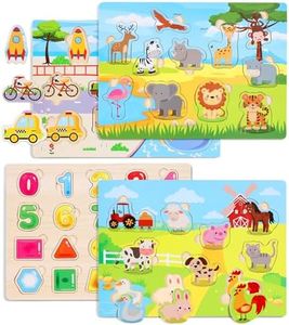 Gontence 4 Piezas Puzzle Madera - Juguetes Niños 2 3 Años - Juguetes Montessori 1 Años - Juegos Educativos niños 2 3 años
