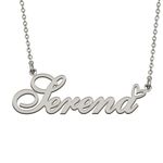 HUAN XUN Name Necklace with Heart Silver Letter Pendant Gifts Custom Name Necklace for Girls Serena