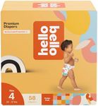 Hello Bello Premium Diapers Size 4, Honeysuckle Designs, 58ct Club Box - Hypoallergenic and Extra Absorbent