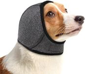 NACOCO Dog Calming Hoodie - No Shake Water Resistant Ear Wraps for Dogs Anxiety Relief & Noise Protection Dog Head Wrap Pet Ear Cover Muffs for Swim Bathing Hematoma(Dark Grey, M)