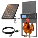 Okkobi Automatic Chicken Coop Door Solar Powered - LCD Display - Chicken Coop Door with Remote Control, Light Sensor & Timer - Security & Peace of Mind: Anti-Pinch function - 5-Year Protection - Grey