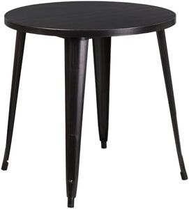 Flash Furniture Mobili Flash Tavolo Rotondo Pollici in Metallo per Interni e Esterni, Nero-Oro Antico, 30' Round