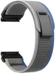 Zitel Band Compatible with Garmin Fenix 7X/7X Pro, Fenix 6X/6X Pro, Fenix 5X/5X Plus, Fenix 3/3 HR, Tactix 7, Enduro 2, Nylon 26mm Sport Strap (Blue/Grey)