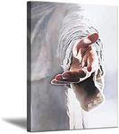 Jesus Canvas Wall Art Give Me Your Hand Christian Posters Religious Print Oil Painting Nordic Style Picture Home Decor for Bedroom Living Room Office Study Kitchen (16"x24" (40x60cm), Framed)