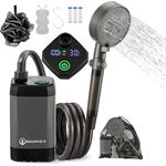 Brarvagur Upgrade Outdoor Portable Camping Shower，6000mAh Rechargeable Electric Shower Pump with Multifunctional Handheld Filter Shower Head，Suitable for Rinsing, Hiking, RV Travel, Beach Vacations.