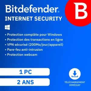 Bitdefender Internet Security 2023 | Standard | 1 PC appareil | 2 Années | PC |
