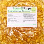 Natur Supps Evening Primrose Oil 1000mg, Cold Pressed, Omega 6, 90mg GLA, 733mg LA, Vitamin E, 365 Evening Primrose Oil Softgel Capsules, UK Made