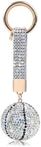 Acrylic Diamond Keychain Shiny Rhinestones Crystal Ball Keychain Car Bag Purse Charm Pendant Key Ring for Women(white)